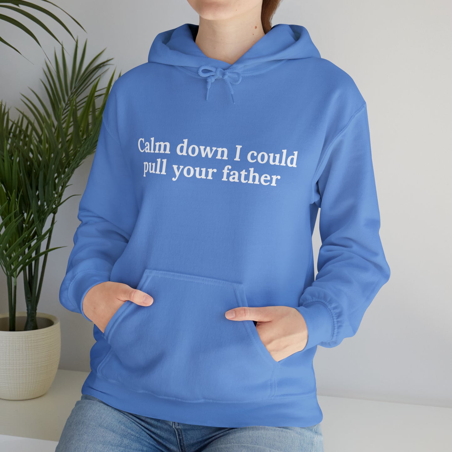 Calm down I could pull your father | Hooded Sweatshirt